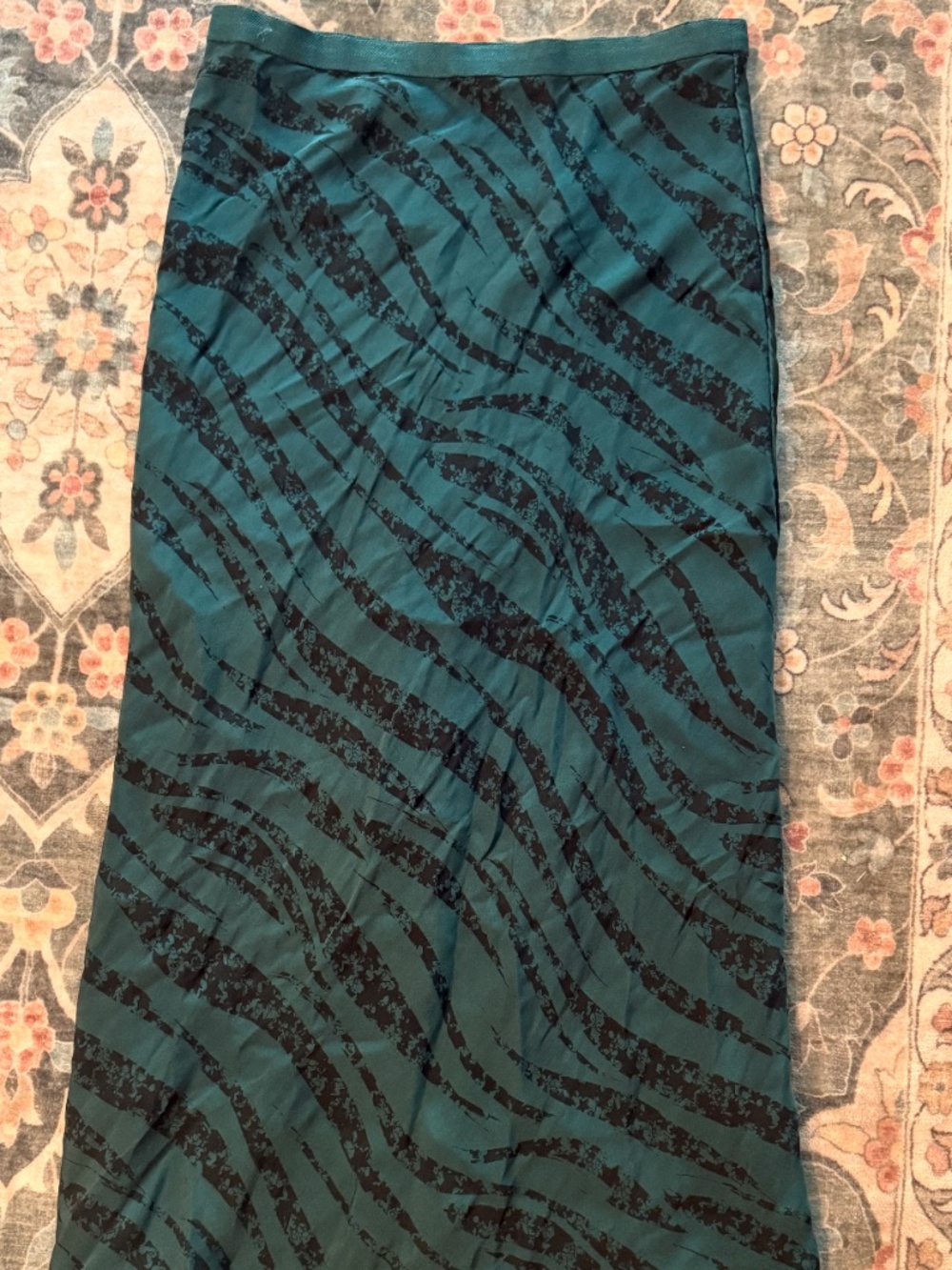 ANINE BING BAR SILK SKIRT - GREEN ZEBRA